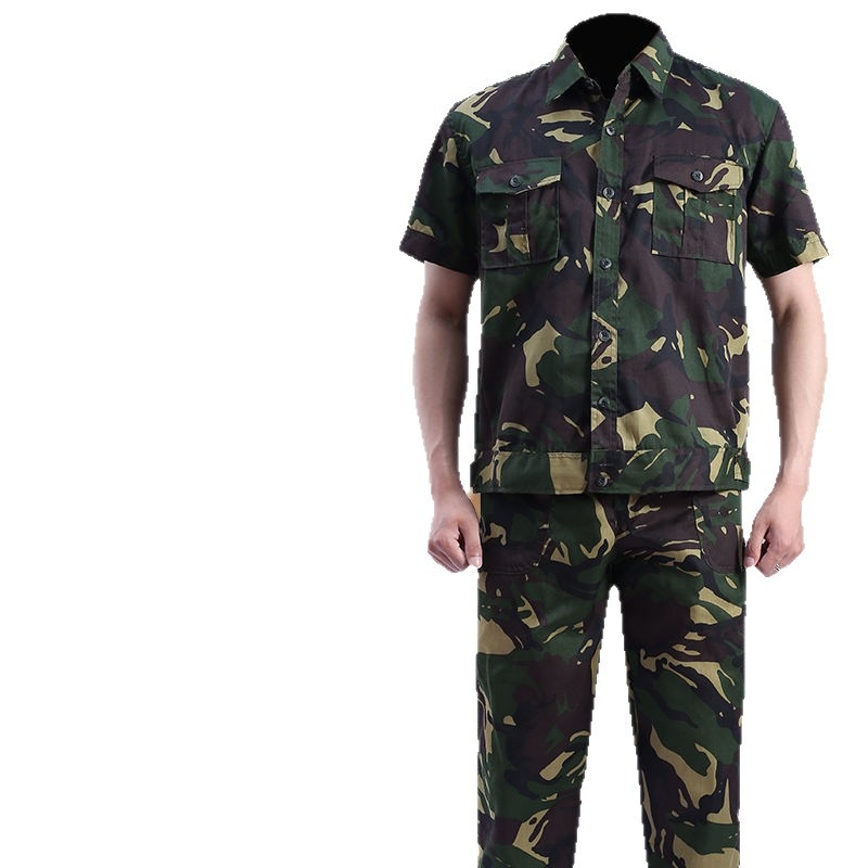 Uniformă de antrenament - Camuflaj cu mâneca scurtă, respirabilă, vară, bărbat (Material: Amestec de fibre chimice; Model: Camouflage; Sezon: Vară; Gen: Masculin; Funcție: Respirabil)