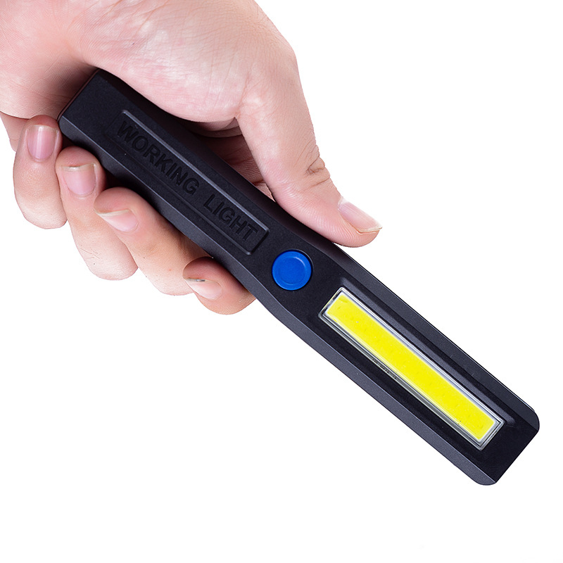 Lumină de lucru portabilă COB cu bază magnetică, pliabilă, alimentată cu baterie, lanternă de urgență multifuncțională