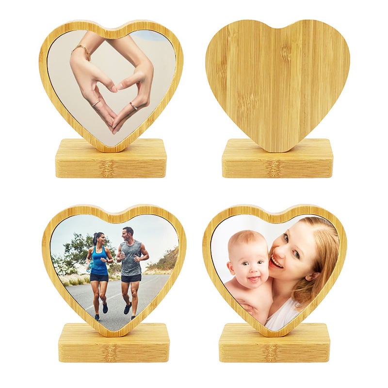 Фоторамка от алуминий, нордически стил, сърцевидна форма, за настолен дисплей, печатно изпълнение