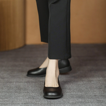 Pantofi de lucru din piele pentru femei, slip-on, toc plat 1–3 cm, vârf rotund, partea superioară din microfibră, căptușeală din microfibră de piele, talpă din cauciuc