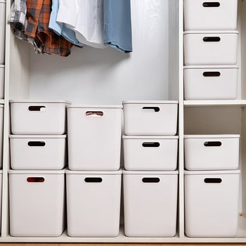 Cutie de depozitare pentru birou cu capac, din plastic PP, 25 L, rezistentă la praf, cu posibilitate de stivuire, organizator multifuncțional