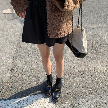 Pantofi loafers din piele pentru femei, stil colegiu, vârf rotund, toc mediu 3–5 cm, partea superioară din piele, talpă din cauciuc, slip-on