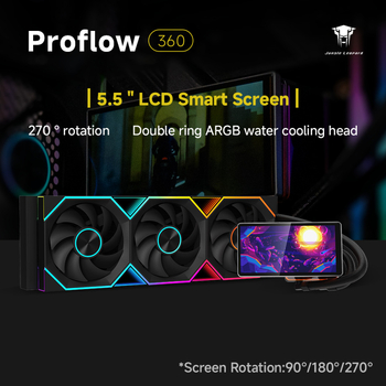 Cooler CPU cu răcire cu apă Flow360, afișaj LCD, ventil ARGB, construcție cupru-aluminiu, 800–2000 RPM