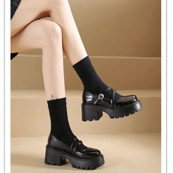 Mary Jane обувки с т-бар закопчаване – кръгъл нос, PU горна част, среден дебел ток 3–6 cm, гумена подметка