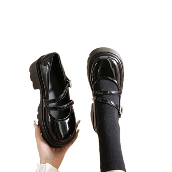 Mary Jane обувки с т-бар закопчаване – кръгъл нос, PU горна част, среден дебел ток 3–6 cm, гумена подметка