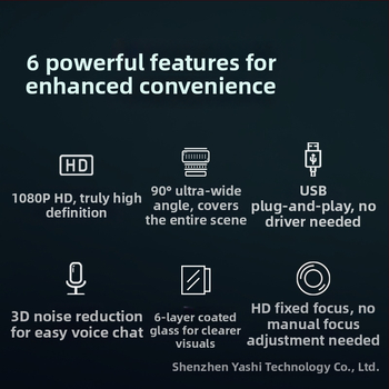 Anzhijia A30 USB webkamera s 1080p HD videom, zabudovaný mikrofón, 2 MP senzor, USB 2.0, fixné zaostrenie