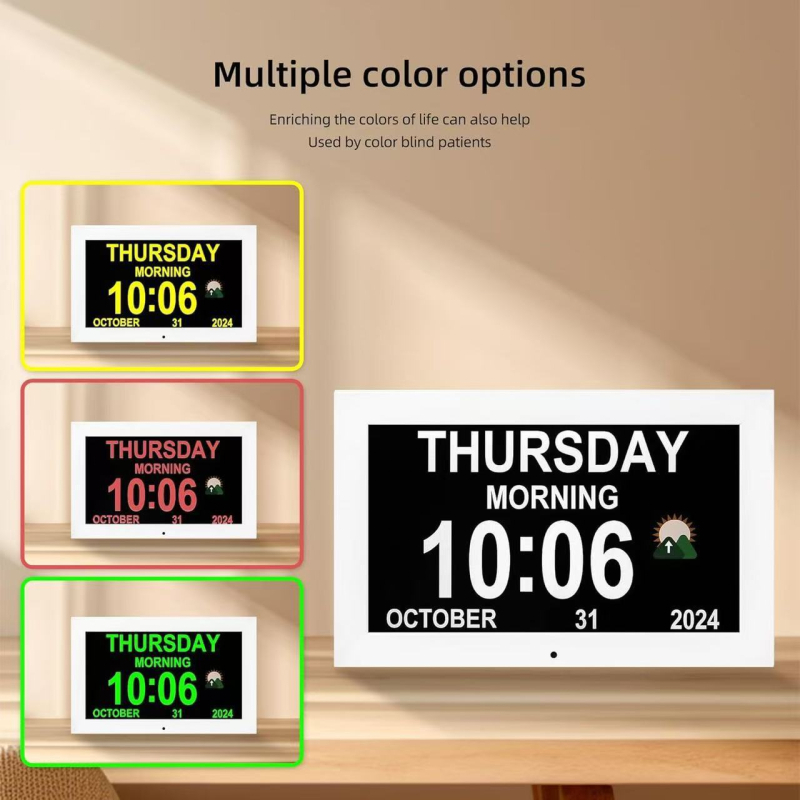 Digitálny budík s HD LCD displejom, rozlíšenie 1024×768, podpora SD/USB/TF kariet, prehrávanie videa a hudby