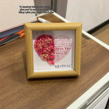 Sada DIY rámu na fotky so sušenými kvetmi, drevený rám, Gypsophila (Baby's Breath), Rozlíšenie 480x234