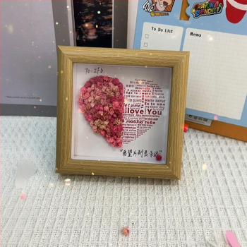 Sada DIY rámu na fotky so sušenými kvetmi, drevený rám, Gypsophila (Baby's Breath), Rozlíšenie 480x234