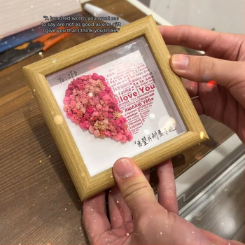 Sada DIY rámu na fotky so sušenými kvetmi, drevený rám, Gypsophila (Baby's Breath), Rozlíšenie 480x234