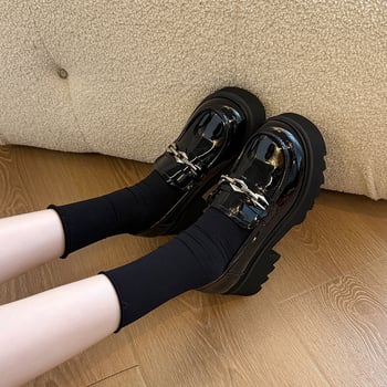 Ženske loaferice s debelim potplatom 6-8 cm, britanski stil, gornji materijal mikrovlakno, ulošak od janjeće kože, bez kopčanja