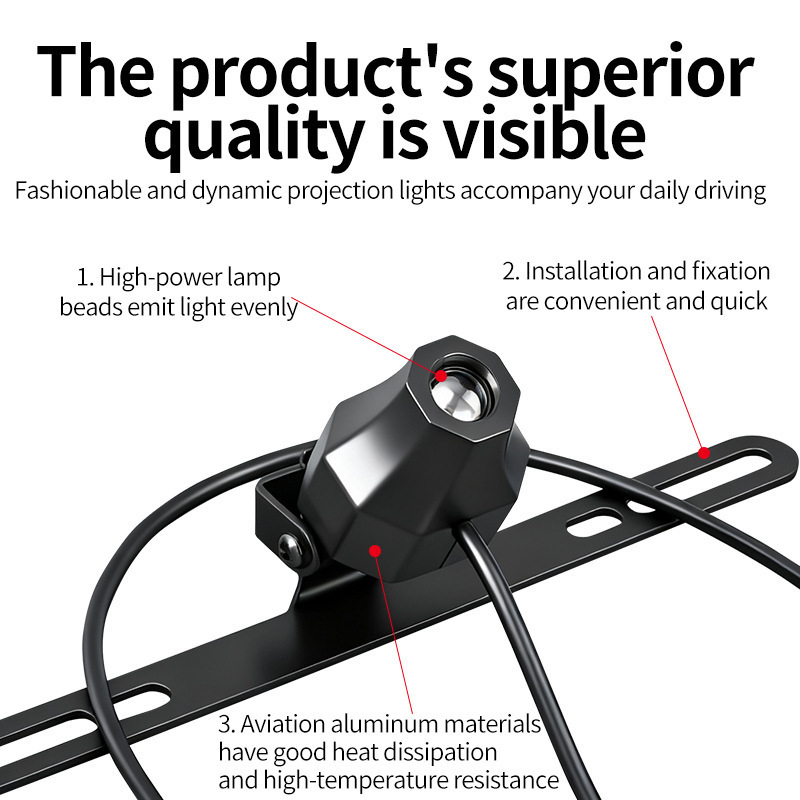 Motorkerékpár rendszámtábla vetítő fény - akril, 12V, 1W, modell QZ5652, felszerelés a hátsó fedélre