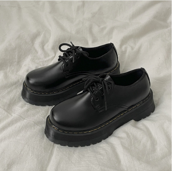 Ženske kožne platforme loaferice, PU gornji dio; okrugli vrh; niski pet 1-3 cm; platforma; vezanje; japanski preppy stil