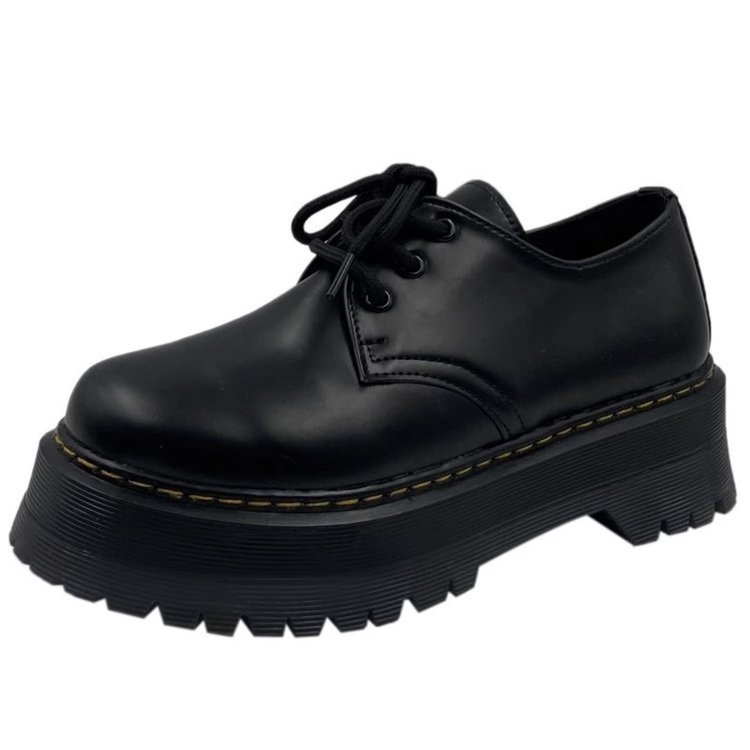 Ženske kožne platforme loaferice, PU gornji dio; okrugli vrh; niski pet 1-3 cm; platforma; vezanje; japanski preppy stil