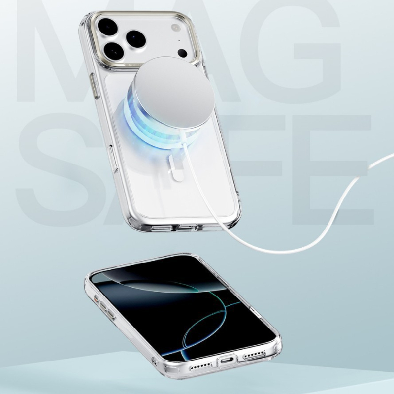 Ohla μεταλλική θήκη για κινητό με διαφανές πλαίσιο κάμερας και μαγνητική πρόσδεση για iPhone 17 Pro – Αντοχή στην πτώση, κατασκευή με έγχυση