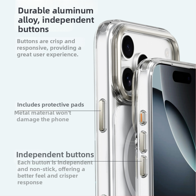 Ohla μεταλλική θήκη για κινητό με διαφανές πλαίσιο κάμερας και μαγνητική πρόσδεση για iPhone 17 Pro – Αντοχή στην πτώση, κατασκευή με έγχυση