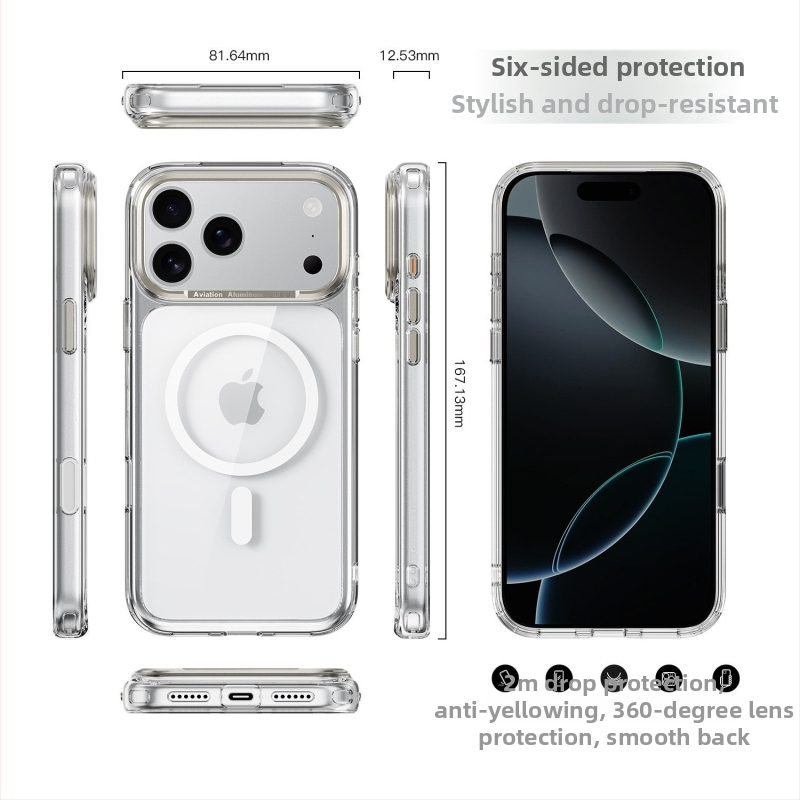 Ohla μεταλλική θήκη για κινητό με διαφανές πλαίσιο κάμερας και μαγνητική πρόσδεση για iPhone 17 Pro – Αντοχή στην πτώση, κατασκευή με έγχυση