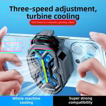 DY59 ψύξη κινητού με δύο ανεμιστήρες, αερόψυξη με τρία επίπεδα ταχύτητας, διπλή μπαταρία, ασύρματη σύνδεση, συμβατό με iPhone και Android