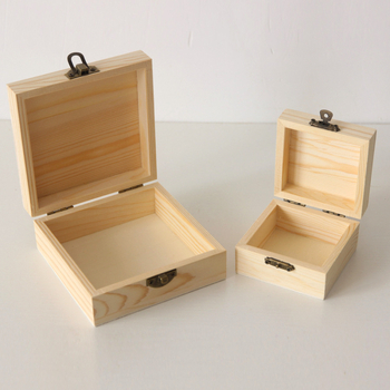 Cutie pătrată din lemn de pin pentru bijuterii, cu capac superior și inferior, gravură, personalizabilă, imprimare logo disponibil