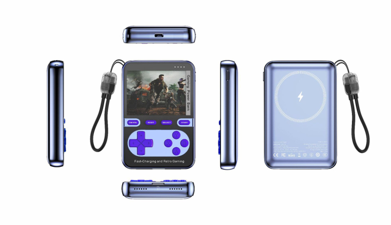 Retro prenesená herná konzola s vstavanými hrami, magnetické bezdrôtové nabíjanie, Type-C video/audio rozhranie a káblové pripojenie
