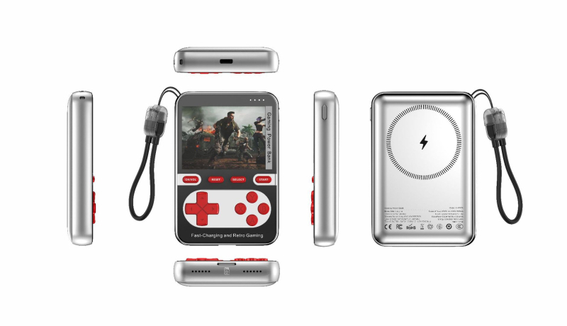 Retro prenesená herná konzola s vstavanými hrami, magnetické bezdrôtové nabíjanie, Type-C video/audio rozhranie a káblové pripojenie