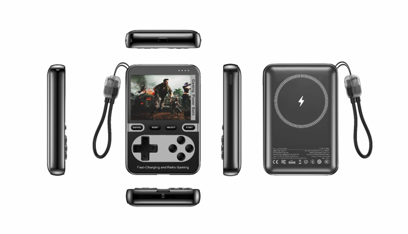 Retro prenesená herná konzola s vstavanými hrami, magnetické bezdrôtové nabíjanie, Type-C video/audio rozhranie a káblové pripojenie