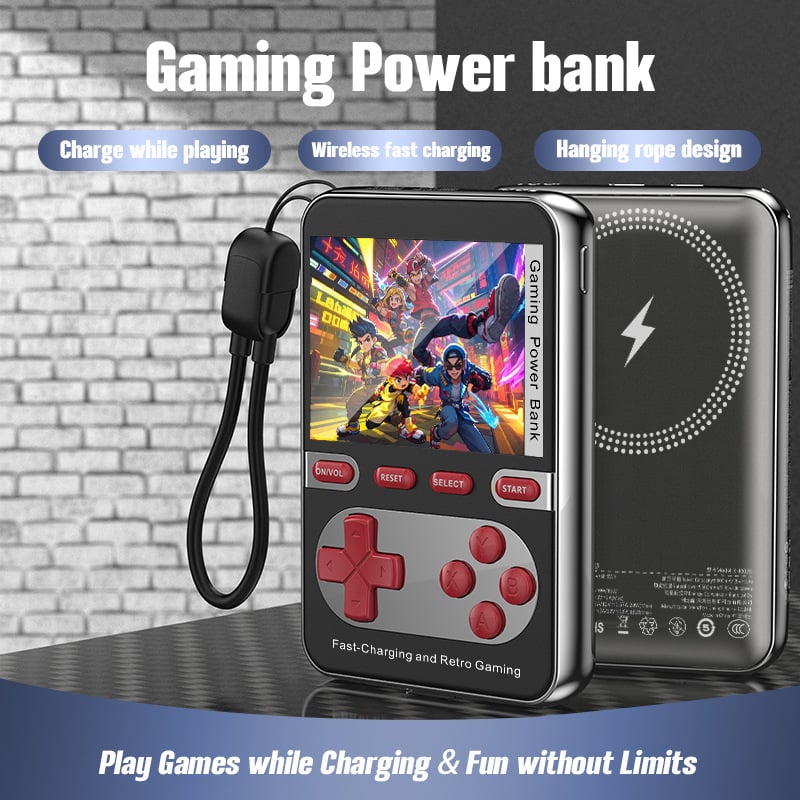 Retro prenesená herná konzola s vstavanými hrami, magnetické bezdrôtové nabíjanie, Type-C video/audio rozhranie a káblové pripojenie