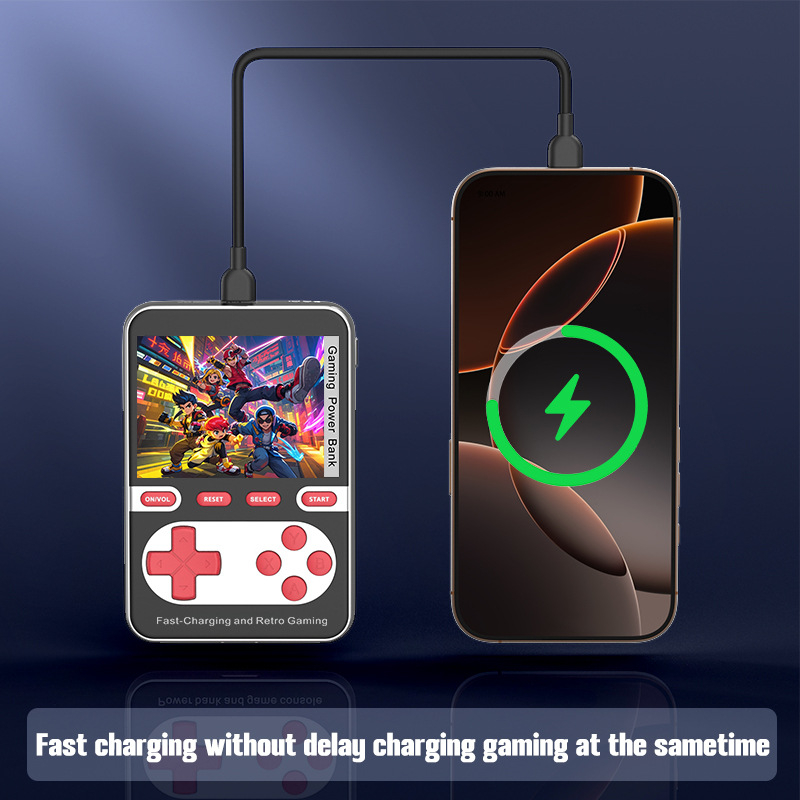 Retro prenesená herná konzola s vstavanými hrami, magnetické bezdrôtové nabíjanie, Type-C video/audio rozhranie a káblové pripojenie