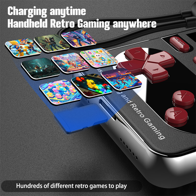 Retro prenesená herná konzola s vstavanými hrami, magnetické bezdrôtové nabíjanie, Type-C video/audio rozhranie a káblové pripojenie