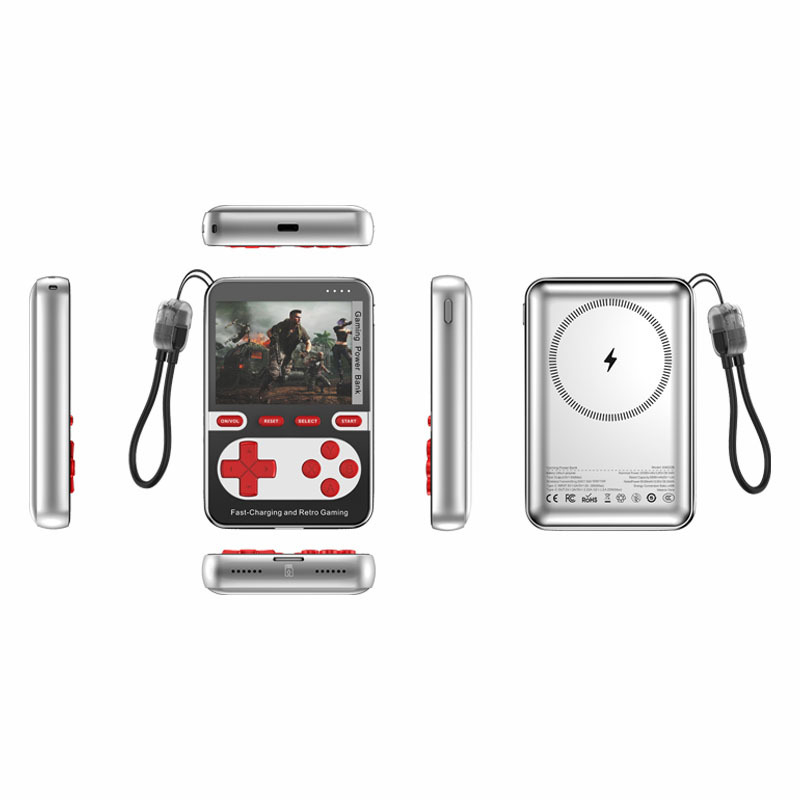 Retro prenesená herná konzola s vstavanými hrami, magnetické bezdrôtové nabíjanie, Type-C video/audio rozhranie a káblové pripojenie