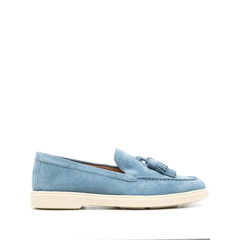 Ženski loafersi od ovčje semiš kože; oštar vrh; niski potplat 1–3 cm; gumeni potplat