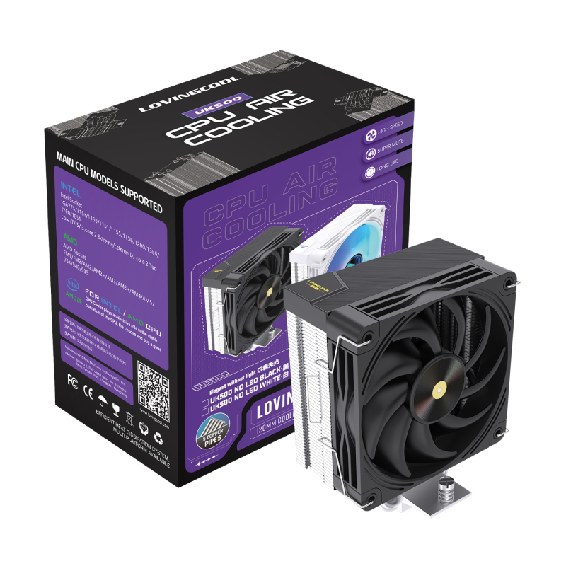 Lovingcool5 Hladnjak CPU s bakrenim cijevima – toranski zračni hlađenje s ARGB ventilatorom, 5 toplovnih cijevi