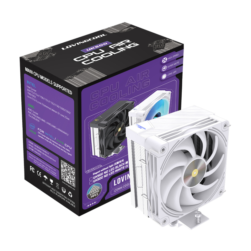 Lovingcool5 Hladnjak CPU s bakrenim cijevima – toranski zračni hlađenje s ARGB ventilatorom, 5 toplovnih cijevi