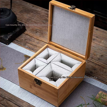 Sada bambusových čajových dóz s gravírovaním, vystlané vnútro a baliaci box