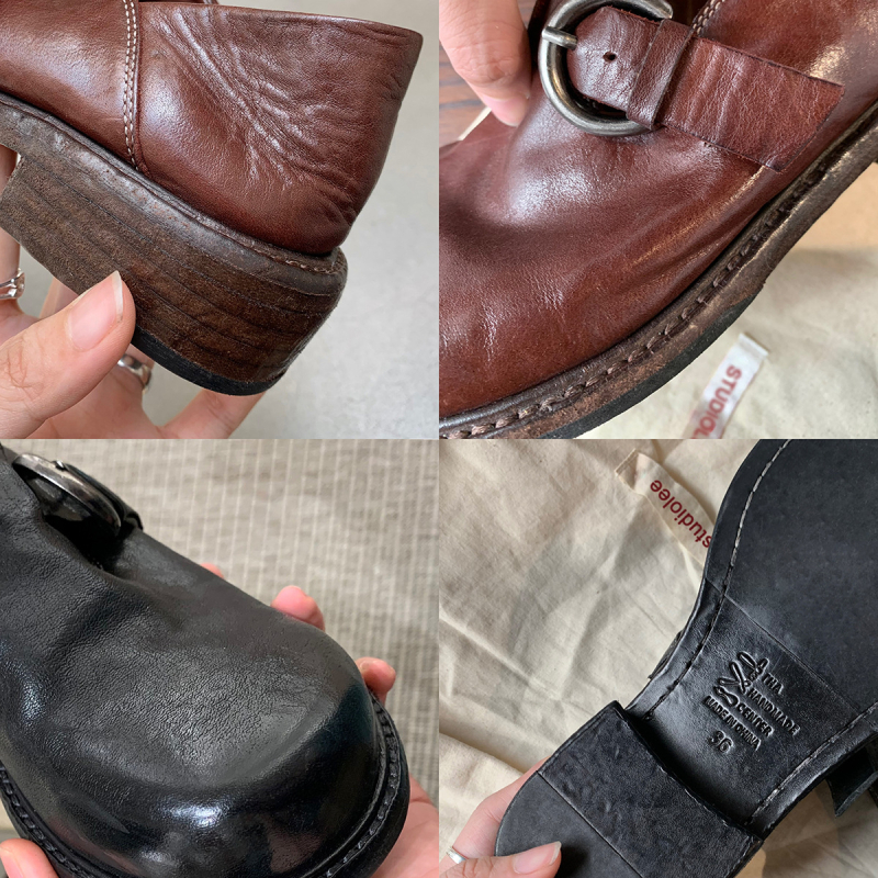 Ženske loaferice od prave kože — Slip-On, lagane, gumeni potplat, unutarnji dio od ovčje kože, niski potpetica