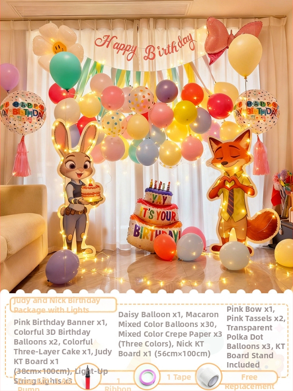 Zootopia tema rođendanski backdrop – KT ploča, PVC, unutarnje korištenje (Judy Hopps i Nick Wilde)