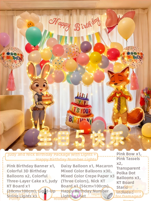 Zootopia tema rođendanski backdrop – KT ploča, PVC, unutarnje korištenje (Judy Hopps i Nick Wilde)