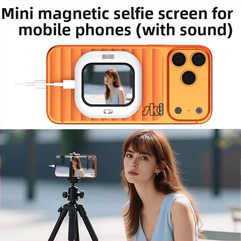 X3 Мини екран за селфи за телефон със огледален дисплей, ABS корпус, Bluetooth, дистанционно управление, универсална съвместимост