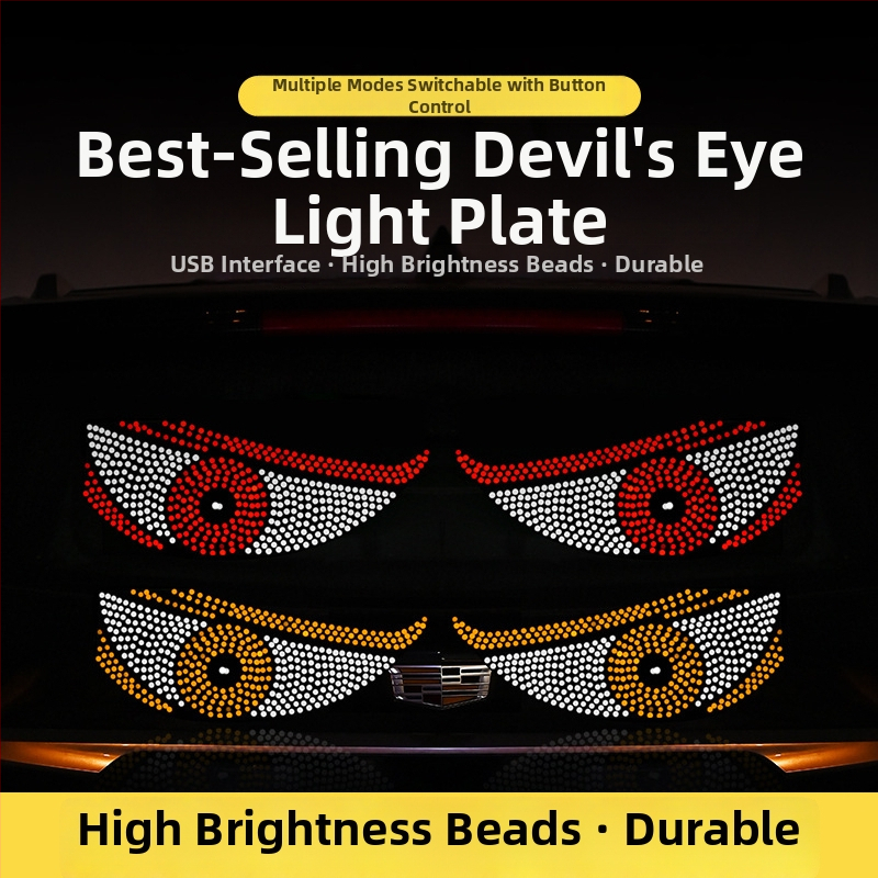 Démon szem LED kijelző autóhoz, akril, XS1, USB-tápellátás 5V 1W, első és hátsó ablakokra ragasztóval