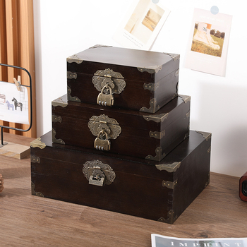 Drvena kutija za stolno skladištenje sa zaključavanjem – retro kutija za nakit, japanski stil, materijal svila, kapacitet 18 L, model 985, uzorak 69850
