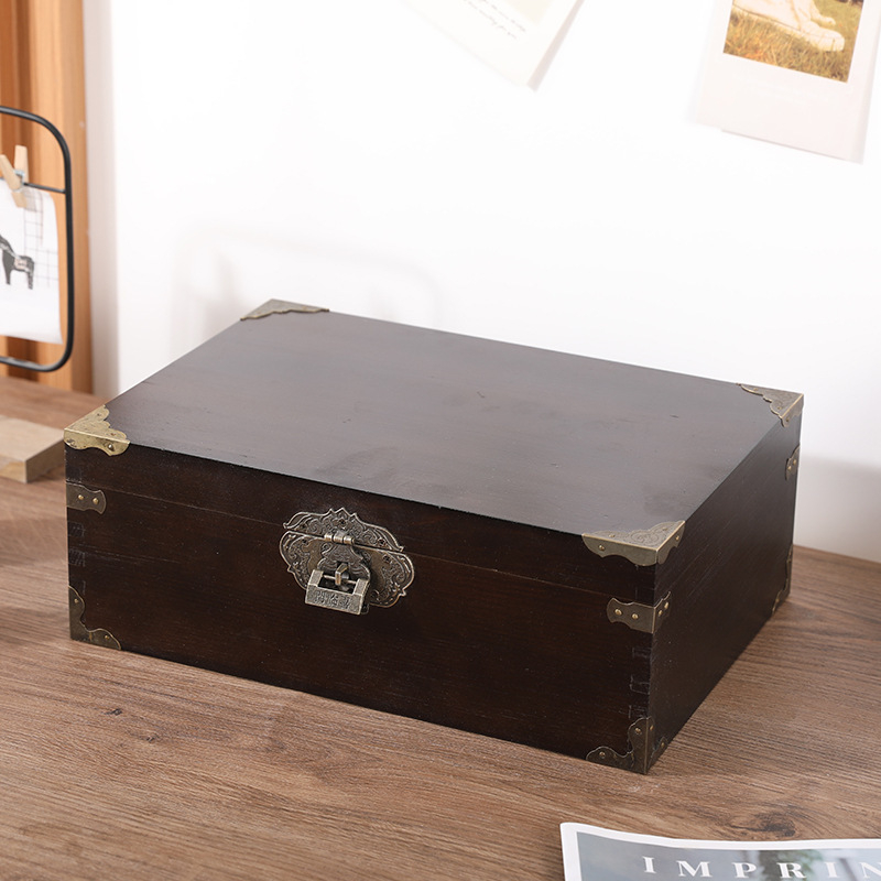 Drvena kutija za stolno skladištenje sa zaključavanjem – retro kutija za nakit, japanski stil, materijal svila, kapacitet 18 L, model 985, uzorak 69850