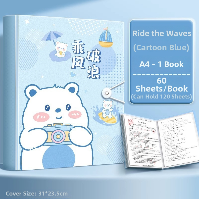 A4 priehradka na dokumenty s priehľadnými vložkami, PP materiál, 60 strán, hrúbka 0.55 mm, Slow Work