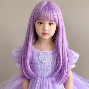 Dječja perika, duga ravna kosa, anime stil, visokotemperaturna vlakna, strojno tkanje