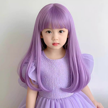 Dječja perika, duga ravna kosa, anime stil, visokotemperaturna vlakna, strojno tkanje
