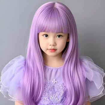 Dječja perika, duga ravna kosa, anime stil, visokotemperaturna vlakna, strojno tkanje