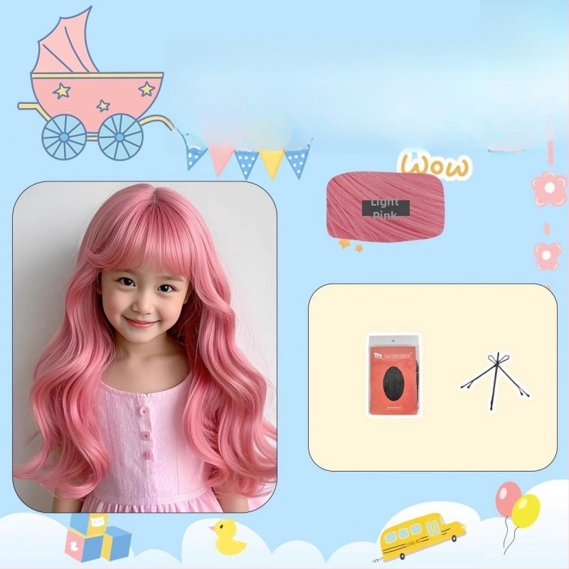 Dječja perika, duga ravna kosa, anime stil, visokotemperaturna vlakna, strojno tkanje