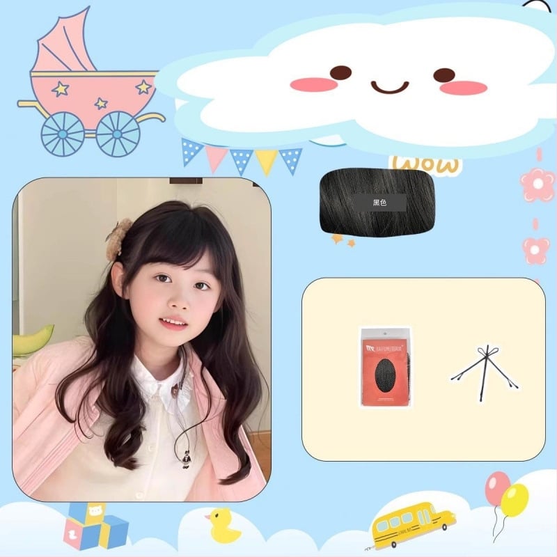 Dječja perika, duga ravna kosa, anime stil, visokotemperaturna vlakna, strojno tkanje