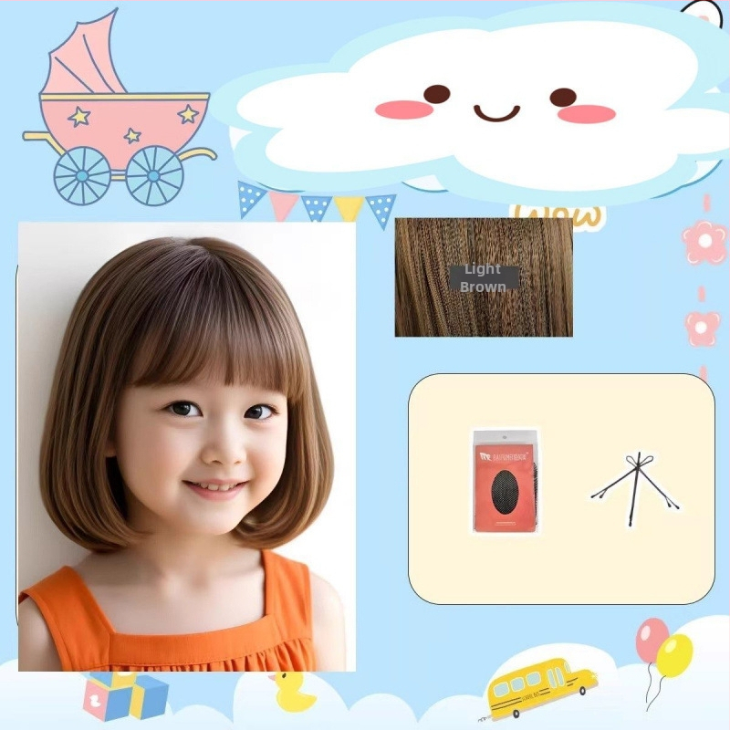 Dječja perika, duga ravna kosa, anime stil, visokotemperaturna vlakna, strojno tkanje