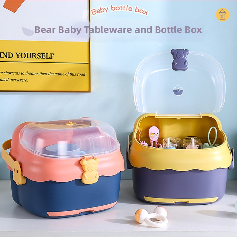 Κουτί αποθήκευσης μπιμπερό και παιδικών σκευών, με ράφι αποστράγγισης και καπάκι κατά της σκόνης - Μοντέλο 998, PP, χωρητικότητα 1000 L+, αναδιπλούμενο, ανθεκτικό στην υγρασία