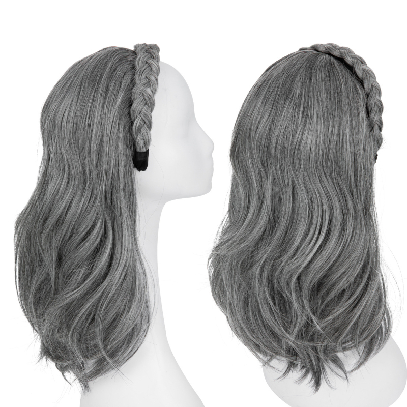 HB05 Sierra Wig: Ženska perika s dugom kovrčavom kosom, integrirana čelenka s fishbone braid, poluperika, žica otporna na toplinu, egzotičan stil